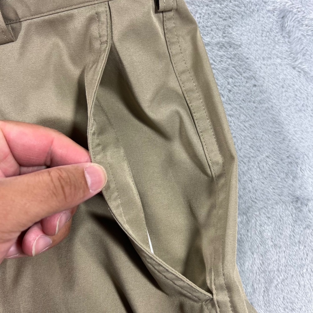 NIKE Golf Pants Mens 34x32 Khaki Good Dri-FIT Flat Front Trousers 472532-235 - Picture 5 of 16